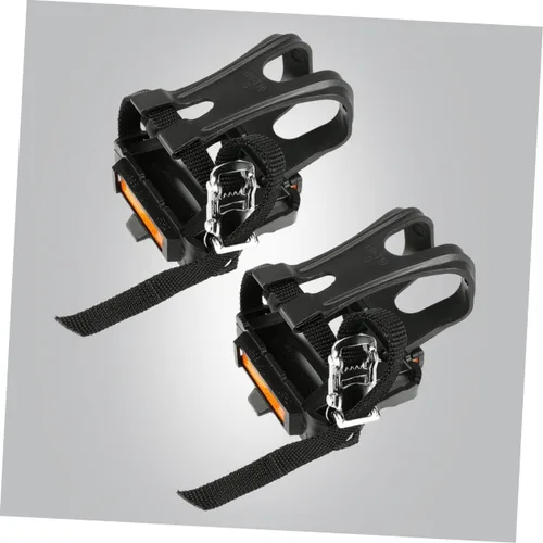 Vista 6 de BESPORTBLE Correa para pedal de bicicleta, clip de nailon para el dedo del pie para carretera montaña negro agujero reflectante ajuste pedales