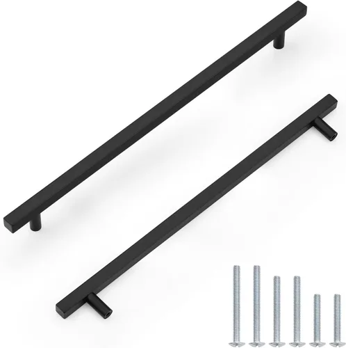 Vista 29 de Probrico Paquete de 5 manijas de gabinete, color negro, 2-1/2 pulgadas (2.520 in), barra cuadrada en T, manijas de gabinete de cocina, tiradores