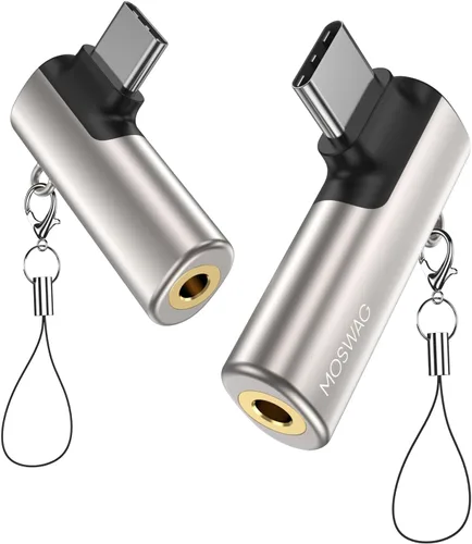 Vista 14 de MOSWAG Adaptador de auriculares USB C a conector tipo C de 0.138 in, micrófono auxiliar en ángulo derecho, dongle de audio de aleación de zinc