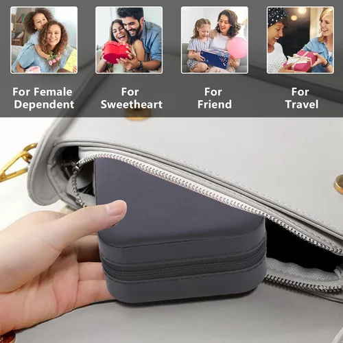 Vista 6 de Mini joyero de viaje, pequeñas cajas organizadoras de joyas, cajas portátiles de almacenamiento de regalos para anillos, colgantes, aretes