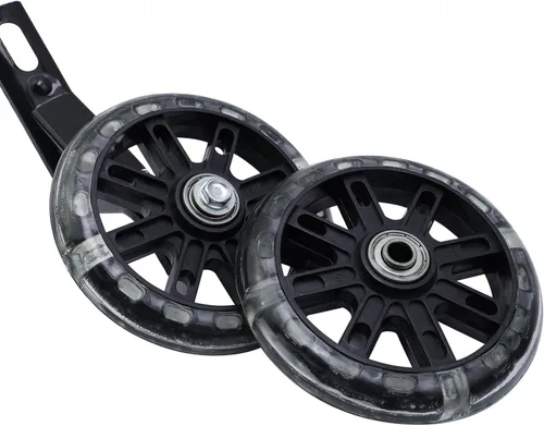 Vista 7 de Par de ruedas auxiliares de bicicleta para niños, accesorios para bicicletas de 12 "14" 16", ruedas de entrenamiento flash