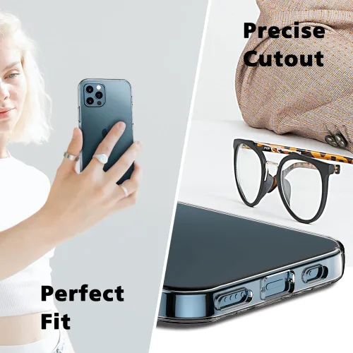 Vista 3 de Funda transparente para iPhone 12 Pro Max, ultrafina, flexible, resistente a los arañazos, gel de TPU de goma suave de silicona protectora