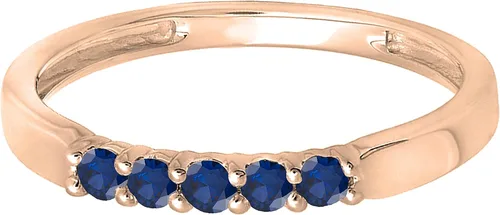 Vista 35 de Dazzlingrock Collection Anillo de boda redondo de 5 piedras preciosas o diamantes para mujer en oro macizo de 10 K/14 K/18 K