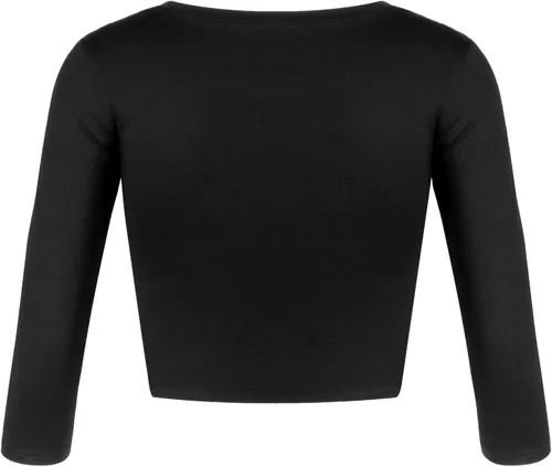 Vista 3 de Women Slim Fit Basic Round Neck 34 Sleeve Casual Y2K Cute Yoga Crop Top Workout Shirts
