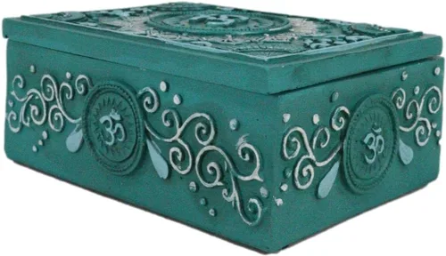 Vista 5 de Ebros Feng Shui Zen Buddha Ohm Símbolo Sagrado Lotus Mandala Flor Caja Decorativa Almacenamiento Stash Bisutería Tarot Talismán Feng Shui Acento