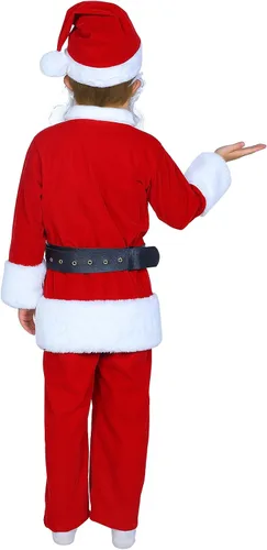 Vista 3 de Kids Santa Suit 6PCS Set Boys Santa Costume for Christmas Halloween Cosplay Rojo