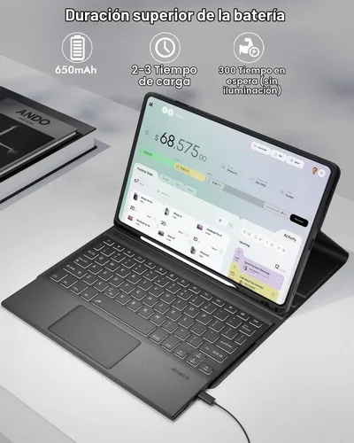 Vista 6 de Doohoeek Funda de teclado para Samsung Galaxy Tab S10 Lite de 10.9 pulgadas 2025 / S10 FE / S9 FE / S9, teclado Bluetooth con trackpad