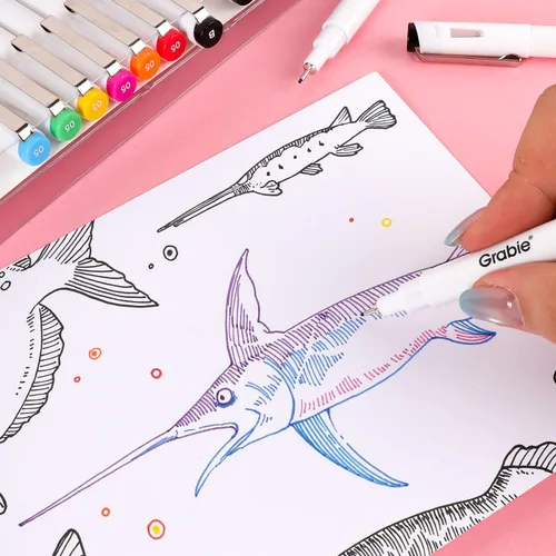Vista 4 de Grabie Bolígrafos Micro Fineliner, 10 bolígrafos de dibujo impermeables 10-Multicolor