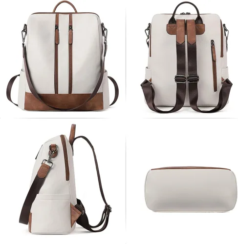 Vista 22 de CLUCI - Mochila de cuero para mujer, convertible, grande, para viajar, de diseñadora, moda, casual, bolso de hombro universitario