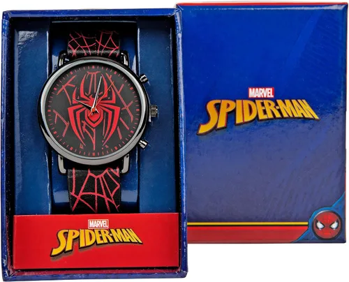 Vista 4 de Spider-Man Symbol and Webbing Watch with Faux Leather Strap