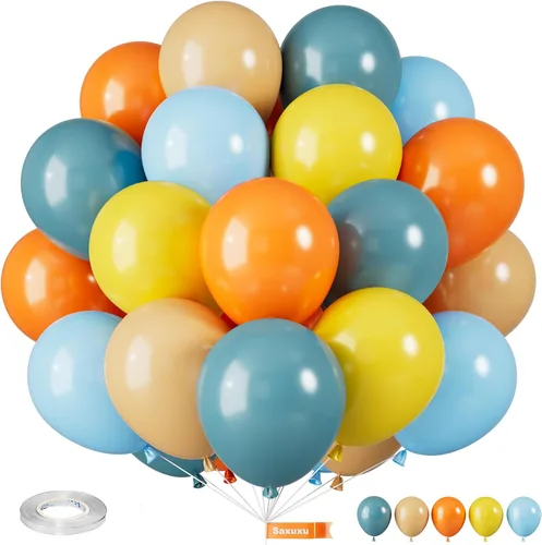 Vista 26 de Globos azules y negros, globos de graduación de 12 pulgadas, globo de látex de confeti azul oscuro, negro, blanco, plateado metálico, para niños
