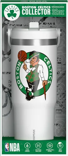 Vista 2 de Hydrapeak Boston Celtics Nomad - Botella de agua aislada de acero inoxidable a prueba de fugas con asa de agarre flexible y tapa de pajilla, edición