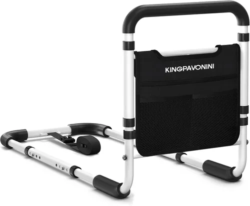 Vista 8 de KingPavonini Rieles de cama para adultos mayores, seguridad aprobados por ASTM, 2026 con asas dobles ergonómicas en U y 4 barras reforzadas, rieles