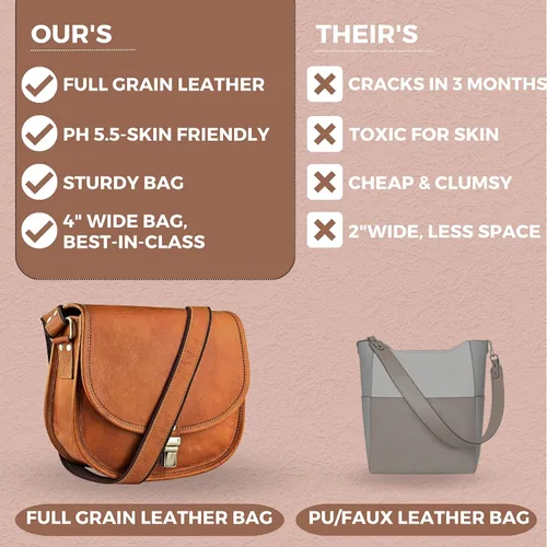 Vista 4 de Bolsa de sillín para mujer, bolsos cruzados de cuero genuino para mujer, cartera para mujer, bolsos para mujeres, bolsos bohemios, Marrón Vintage