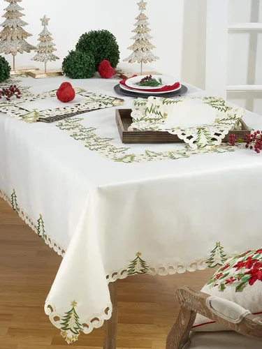 Vista 2 de SARO LIFESTYLE QX227.I1420B Pandoro Collection - Manteles individuales con árbol de Navidad (juego de 4 unidades), 14 x 20 pulgadas, color marfil