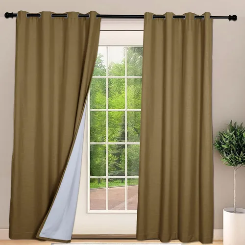 Vista 9 de Frelement Cortinas opacas extralargas de 108 pulgadas de largo, para sala de estar, cortinas de lino con bloqueo de luz, cortinas con aislamiento