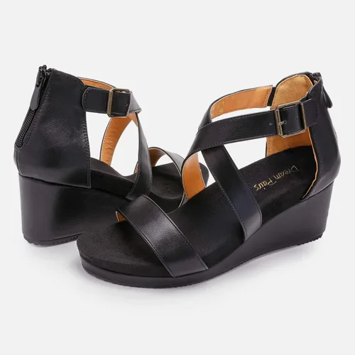 Vista 4 de DREAM PAIRS Sandalias de plataforma de verano con hebilla y correa al tobillo para mujer