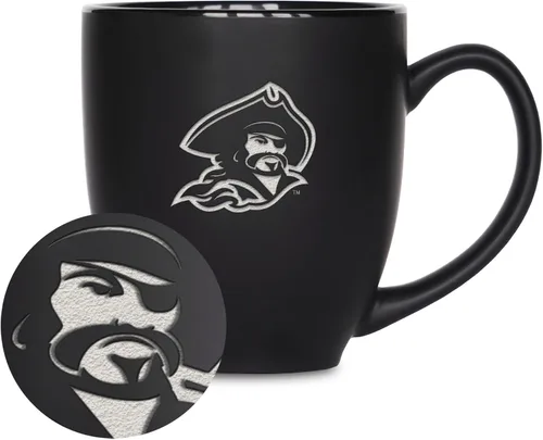 Vista 422 de Rico Industries - Taza de cerámica mate negra con grabado láser estándar de 15oz para NCAA (escuelas T & U) - Para bebidas calientes o frías