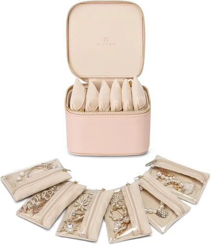 Vista 22 de VLANDO - Bolsa de viaje para joyería, 12 bolsas de terciopelo con A.12 PCS transparente