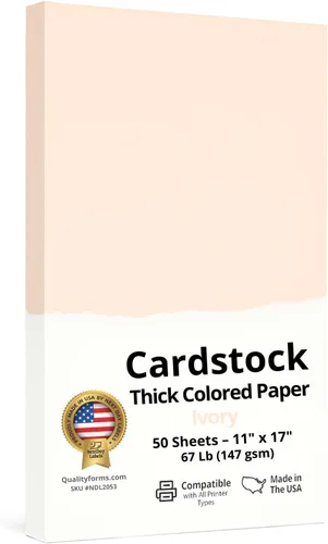 Vista 18 de NextDayLabels Papel de cartulina de color, 50 hojas, "8-1/2" x 11"", color crema, 67 libras (147 gsm), papel de color grueso para manualidades