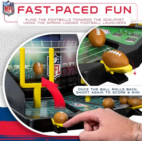 Vista 5 de Franklin Sports Juego de Mesa de Mini Campo de Fútbol con Portería Voladora - Mini Fútbol de Mesa para Niños + Adultos - Divertido Juego de Mesa