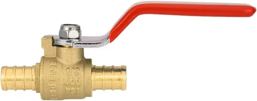 Vista 5 de Paquete de 12 válvulas de bola PEX de latón de 1/2 pulgada, conexión Pex de púas, válvula de cierre de parada de agua de puerto completo, niveles