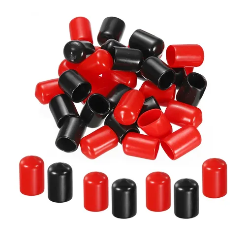 Vista 16 de MECCANIXITY 50 unids tapas de goma Surtido de 0.079 in PVC vinilo tornillo rosca protector para tornillo tornillo negro rojo