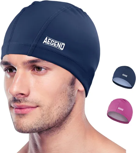 Vista 19 de Aegend Gorro de natación de tela, capa impermeable de silicona, gorra de natación de tela transpirable, mantiene el cabello seco con alta