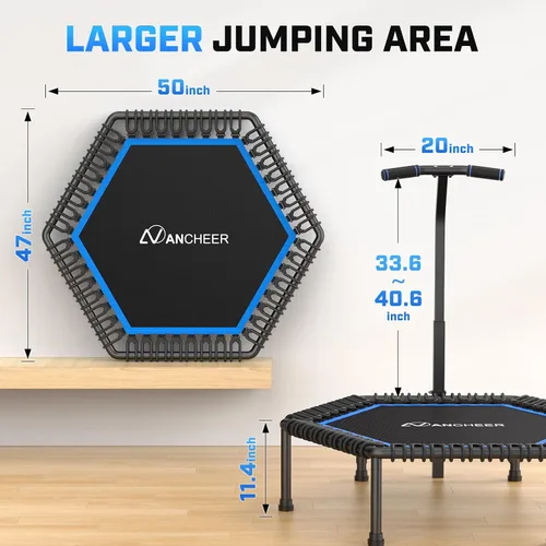 Vista 7 de ANCHEER Rebotador de trampolín de 50 pulgadas para adultos, interior/hogar