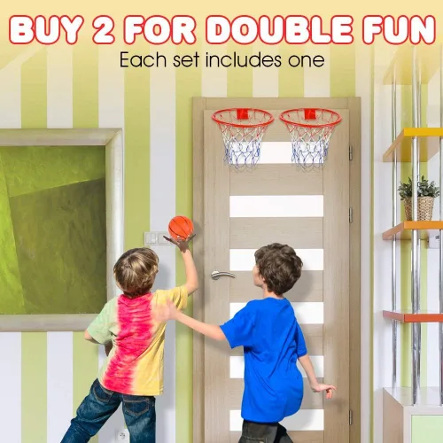 Vista 5 de ArtCreativity Mini juego de aro de baloncesto para colocar sobre la puerta, fácil de colgar, no requiere montaje, incluye 1 mini bola y aro de red