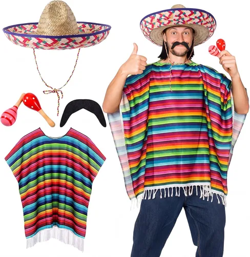 Vista 10 de Unittype 6 Pcs Mexican Costume Set Men Women Sombrero Hat