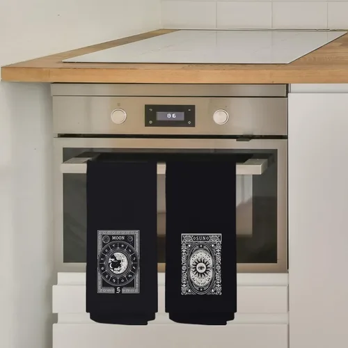 Vista 3 de Toallas de cocina, decoración de cocina gótica, juegos de toallas de cocina y paños de cocina, toallas de mano de tarot, juegos de toallas de 2