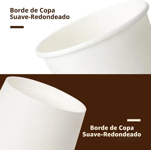 Vista 3 de YEEHAW - Tazas de café desechables de 16 onzas con tapas, paquete de 100 unidades Blanco