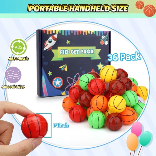 Vista 6 de Mini Baloncesto Fidget Spinner para niños y adultos, bola pequeña mano dedo Spinner recuerdos de fiesta bolsa de regalos deportiva caja del tesoro