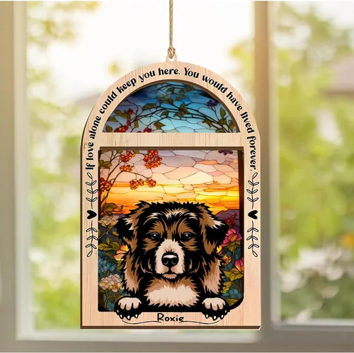 Vista 186 de LOVELYPOD Adorno de Navidad personalizado de sabueso afgano, atrapasoles con nombre, regalos de pérdida de mascotas, regalos para amantes