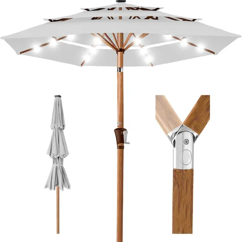 Vista 48 de Best Choice Products - Sombrilla solar de 10 pies de 3 niveles para patio, sombrilla de sol para exteriores, mercado, patio trasero, terraza, junto