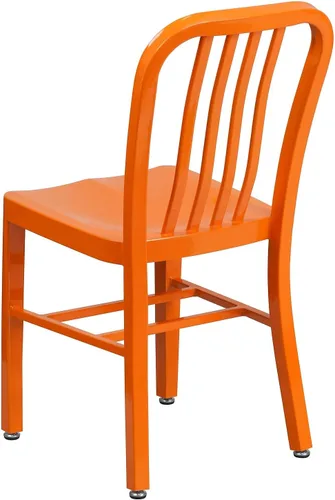 Vista 5 de Flash Furniture Silla de metal naranja de grado comercial para interiores y exteriores Uso interior/exterior