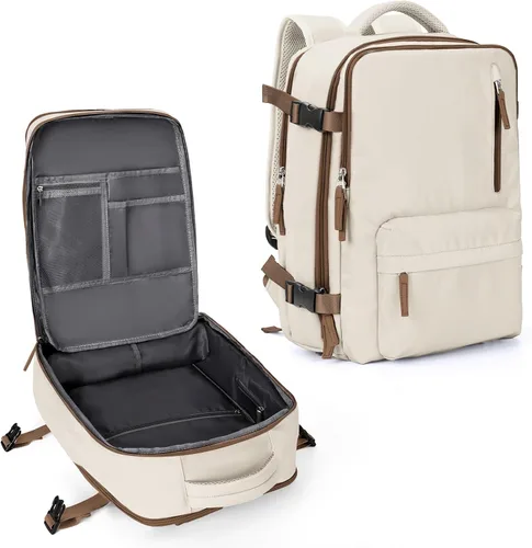 Vista 18 de WONHOX - Mochila grande, aprobada para vuelo, unisex, para viajes, trabajo, negocios o laptop, a1-Negro, Medium
