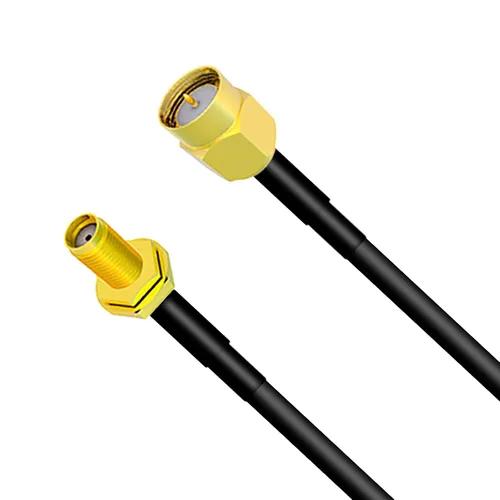 Vista 4 de Goupchn Cable coaxial SMA macho a mamparo hembra RG174 3.3ft/1m Con 3 adaptadores coaxiales SMA