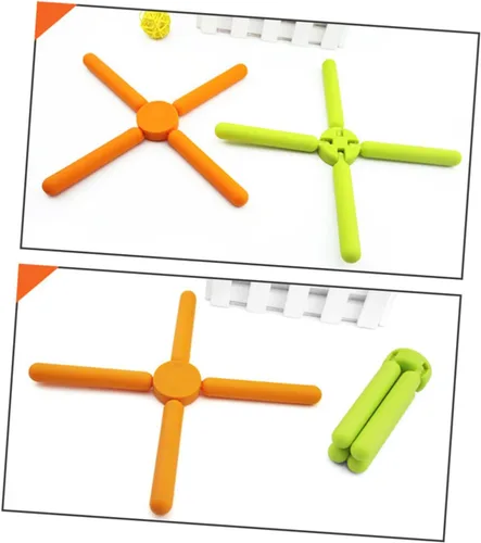 Vista 2 de Multifuncional De Silicona Placemat Soporte De Teléfono Celular En Forma De Cruz Para Mesa De Comedor - Gadget De Cocina Verde