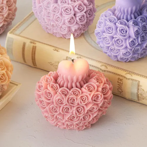 Vista 5 de Molde de Fundición de Resina de Flor Rosa Corazón Peonía - Moldes de Silicona de Fundición de Resina para Decoración del Hogar y Fabricación