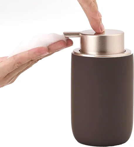 Vista 8 de Dispensador de Jabón de Espuma Verde, Dispensador de Espuma para Cocina y Baño, Dispensador de Jabón Cerámico con Bomba de Espuma para Jabón