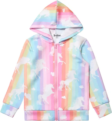Vista 6 de Sudadera con capucha para niñas con cremallera y bolsillos sirena multicolor