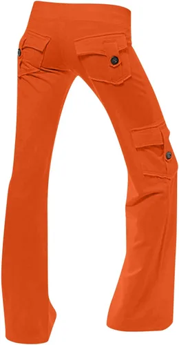 Vista 4 de Pantalones deportivos para mujer, pantalones cargo de pierna ancha, leggings de yoga de tiro alto con bolsillos, talla grande, pantalones de pierna