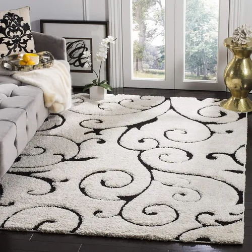 Vista 39 de SAFAVIEH Florida Shag Collection - Alfombra decorativa, 2 x 3 pies, color crema y beige, diseño de volutas, no desprende pelusa y fácil de limpiar