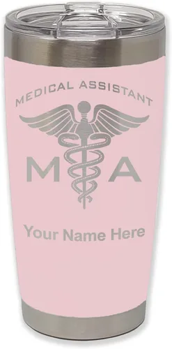 Vista 14 de LaserGram Taza aislada al vacío de 20 onzas, asistente médico MA, grabado personalizado incluido (negro)