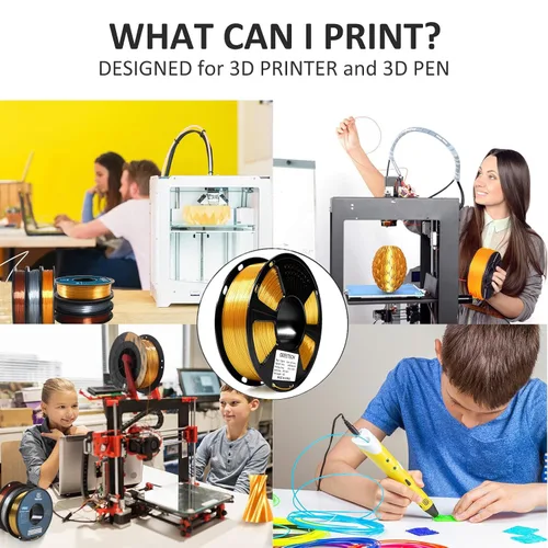 Vista 7 de GEEETECH Filamento PLA de color dorado sedoso de 0.069 libras, filamento de seda brillante para impresora 3D, carrete de 2.2 libras, precisión