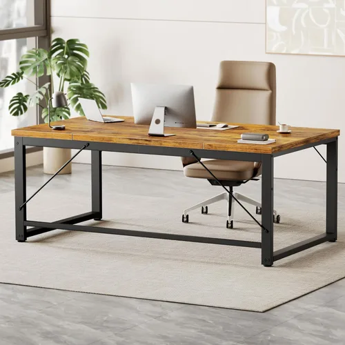 Vista 53 de Mericonia Escritorio de computadora, escritorio de juegos para espacios pequeños, mesa moderna de estilo simple para oficina en casa, mesa de Negro