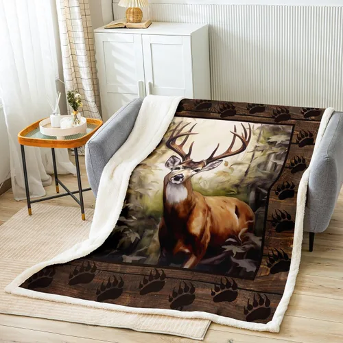 Vista 11 de Manfei Manta de camuflaje gris para sofá, manta de cama temática de caza de animales salvajes para niños y adultos, decoración de habitación, manta