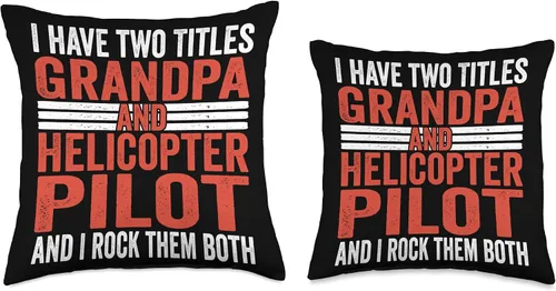 Vista 3 de Aviation Aircraft and RC Helicopter Pilot Gifts Aviator Two Titles - Almohada de piloto para abuelo y helicóptero, 16 x 16 pulgadas, multicolor